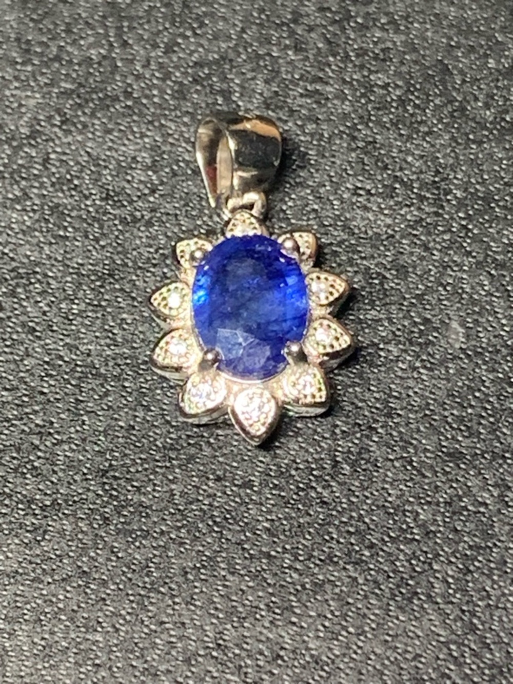 Silver Pendant with Deep Blue Stone